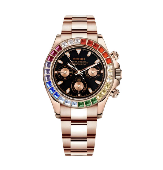 Seiko "Mod" Daytona Rose Gold-Rainbow