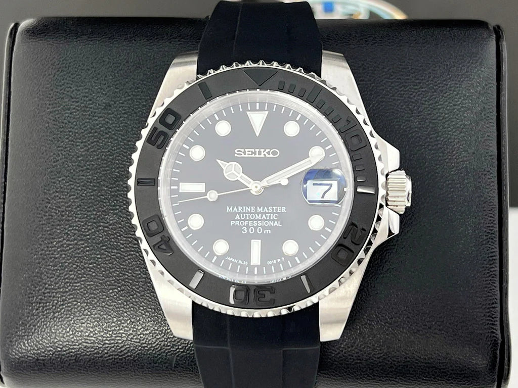 Seiko Mod "Black Yachtmaster Rubber"