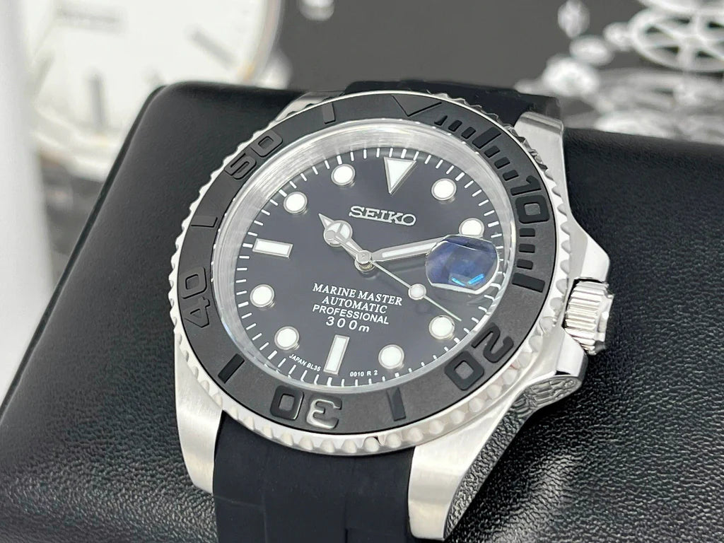 Seiko Mod "Black Yachtmaster Rubber"