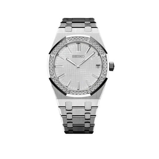 Seiko "Mod" Royal Oak Diamond Bezel White